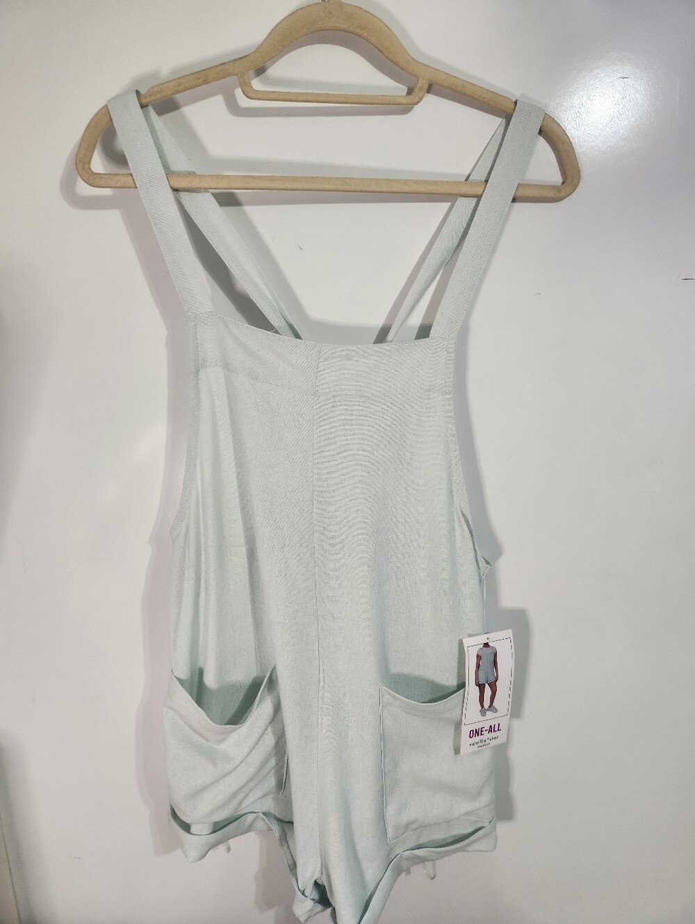 Light Blue Linen Romper, Size Medium, NWT